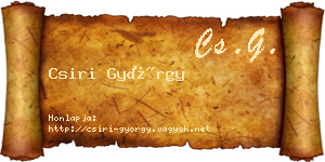 Csiri György névjegykártya